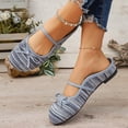 thumbnail image 6 of FRSASU Knit Flats for Women Square Toe Flats Casual Ballet Flats with Ankle Strap,Washable Comfortable Dressy Mary Jane Flat Blue, 6 of 9