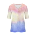 thumbnail image 4 of T-Shirt Décontracté à Col en V pour Femmes, Manches 1/2, Confortable, Mode, pour Usage Quotidien, Maison, Matériau Imitation Rack Doux, 4 of 8