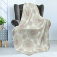 thumbnail image 4 of Antique Oriental Soft Flannel Fleece Throw Blanket, Ornamental Circle Moroccan Ethnic Symbolic Pattern, Cozy Plush for Indoor and Outdoor Use, 70" x 90", Coconut and Multicolor, by Ambesonne, 4 of 5