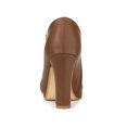 thumbnail image 2 of BLISSFUL STEP Women's Ankle Boots Faux Suede Chunky Heel Side Zipper Platform Heels Brown 9, 2 of 6