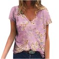thumbnail image 2 of T-Shirts d'Été pour Femmes Grande Taille, Hauts d'Été pour Femmes, Blouse Imprimée d'Été, T-Shirts Décontractés à Col en V, Manches Courtes, Hauts, T-Shirt à Col en V pour Femmes en Liquidation, 2 of 5