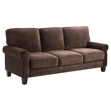 Serta Copenhagen 80" Round Arm Fabric Sofa with Storage Dark Brown