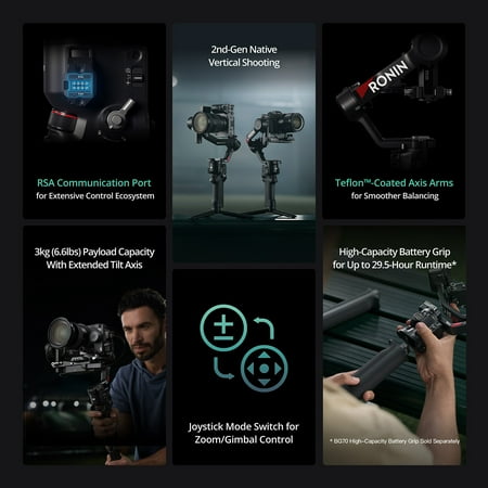 DJI - RS 4 3-Axis Gimbal Stabilizer for Cameras - Black