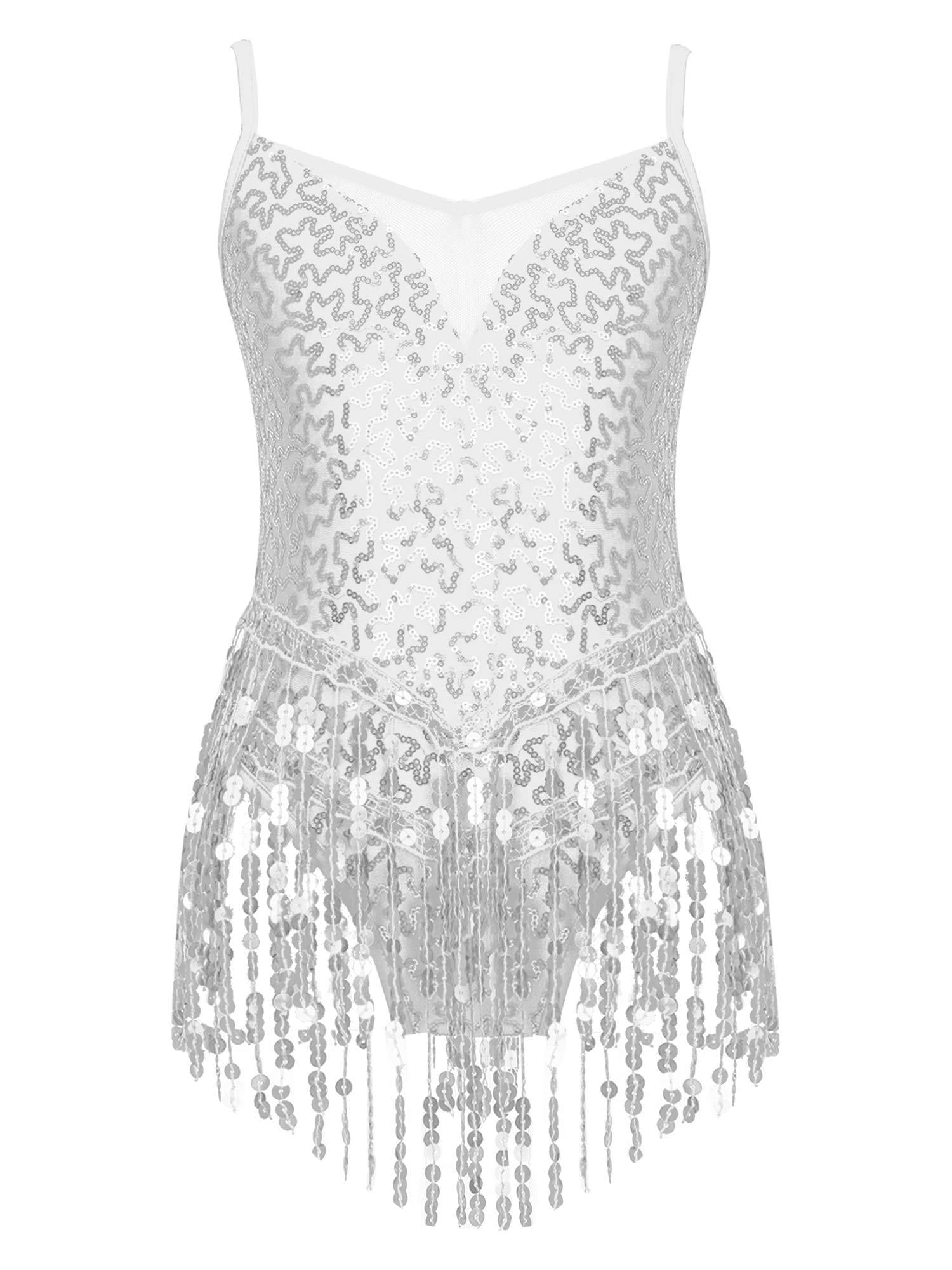 Dames Danspak Gerimpelde Mesh Draperieën Glanzende Strass Steentjes Verstelbare Bandjes Uitgesneden Franje Bodysuit Performance Kleding – koop de beste producten in de online winkel