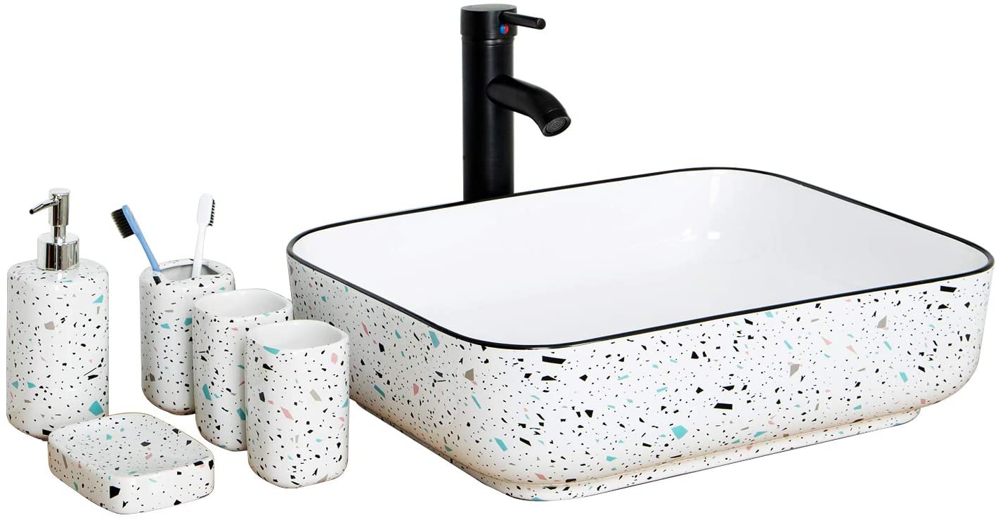 elecwish white rectangular bathroom vessel sink usba20240