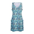 thumbnail image 3 of felwors Womens Summer Dresses 2025 V Neck Sleeveless Sundresses with Pockets Beach Vacation Clothes Floral/Plain Sky Blue, S, 3 of 6