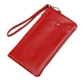 thumbnail image 1 of Wristlet Phone Purse Solid Color Portable Genuine Leather Card Wallet Zip Wallet, 1 of 10