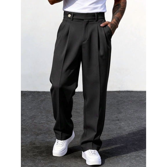 Men's Suit Pants Business Casual Versatile Trousers Waist Buckle Detail Formal Old Money Style Daily Wear