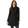 thumbnail image 1 of Abrigo de invierno Allegra K mujer cuello Peter Pan doble botonadura bolsillo inclinado Negro XL, 1 of 6
