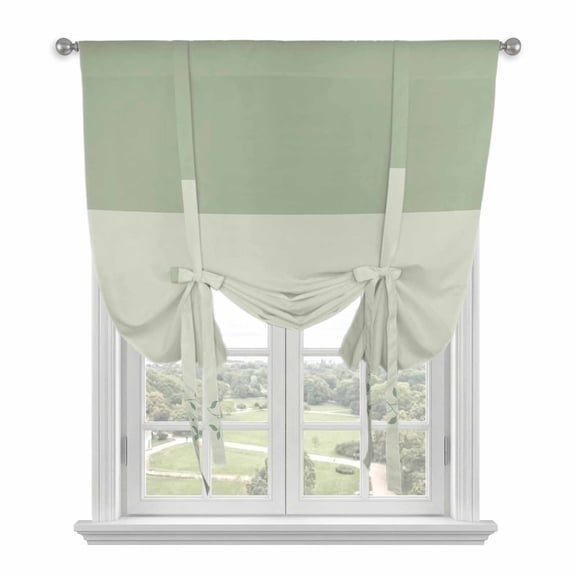 Sage Green Botanical Balloon Curtains 63 Inch Length for Living Room/Bedroom, Spring Floral Leaf Rod Pocket Privacy Door Curtains Decorative Tie Up Shade for Window 52"x63"