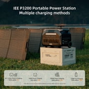 IEE P3200 Solar Generator with 200W Panel, 2048Wh LiFePO₄ Power Station 3200W (6400W Peak), 16 Ports, 1800W Fast AC/Solar Charging, APP Control, EPS Backup for Home, Camping & RV