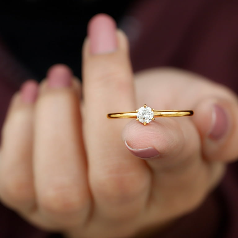1 4 CT Round Diamond Solitaire Ring for Women 4 MM Diamond