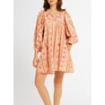 thumbnail image 3 of SUNSIOM Femmes Mini Robe 3/4 Manches Tie-up Points/fleur Imprimé en Vrac Robe Décontractée Robes de Plage d'Été, 3 of 7