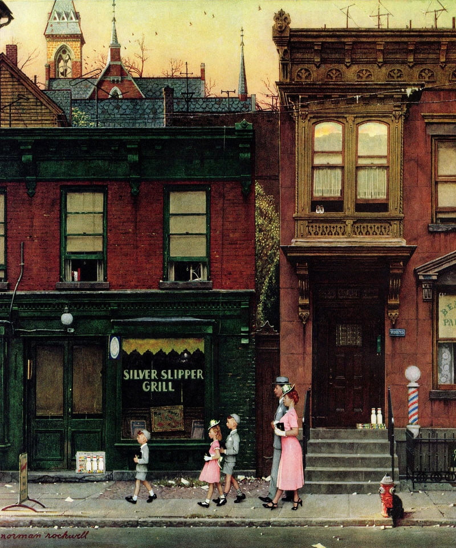 Marmont Hill "Walking to Church" by Norman Rockwell Painting Print on Canvas