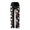 thumbnail image 4 of Fiaer Womens Halloween Pajamas Pants Loose Fit Pumpkin Witch Hat High Waisted Lace up Loungewear Trousers Black1 S, 4 of 5