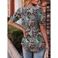 thumbnail image 4 of ONLYSHE Womens Summer Tops Trendy Short Sleeve Buttons Henley V-NeckLine Loose Fit Tunic Blouse Shirts, 4 of 5