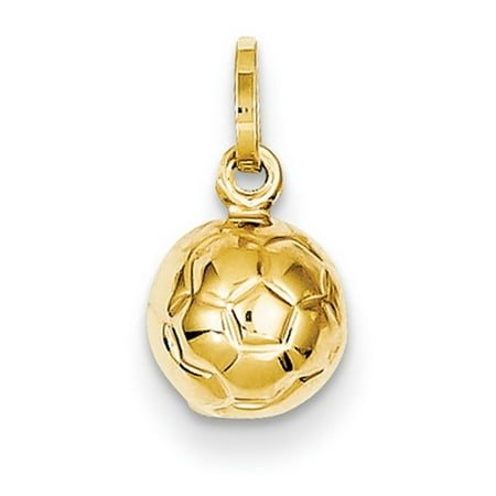 14k Hollow Dolphin Charm - 14k Yellow Gold Hollow Polished Soccer Ball Charm - .5 Grams - Measures 13.4x7.8mm