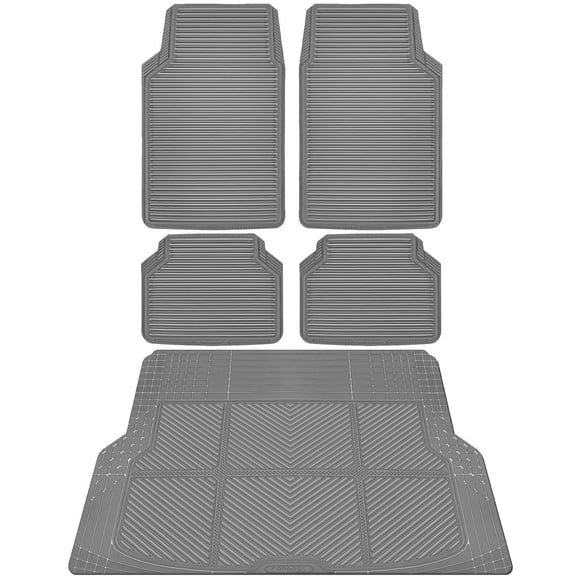 CAR PASS Gray Rubber Car Floor Mats & Cargo Liners, All Weather Car Mats & Trunk Mats,Waterproof Automotive Floor Mats Trim to Fi