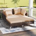 thumbnail image 2 of Gymax Outdoor Rattan Double Daybed Wicker Chaise Lounge for 2 w/ Seat & Back Cushions Brown, 2 of 10