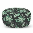 thumbnail image 1 of Grey and Green Pouf Cover with Zipper, Nostalgic Flowers in Abstract Style Leaves Blossoms Flourishing Nature, Soft Decorative Fabric Unstuffed Case, 30" W X 17.3" L, Grey Mint Green, by Ambesonne, 1 of 5