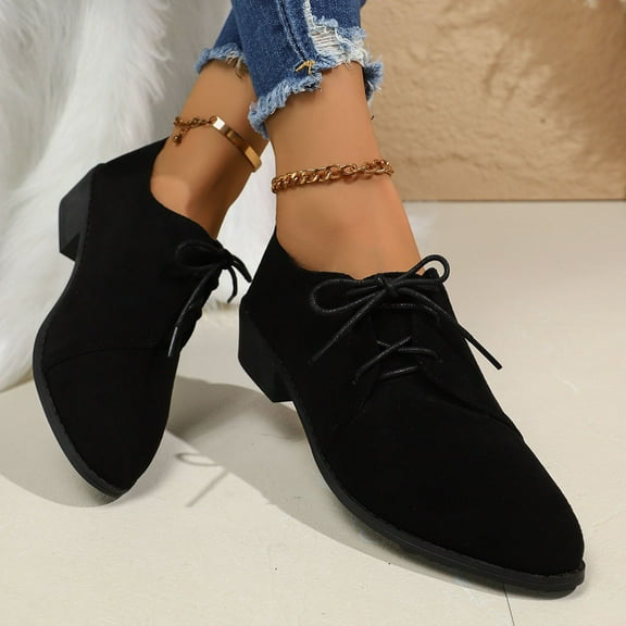 Mary Jane Shoes Women,Retro Pointed Toe Lace Up Low Heel Casual Date Mary Jane Shoes for Relaxation Dates,Black Mary Jane Flats,04 Black,9