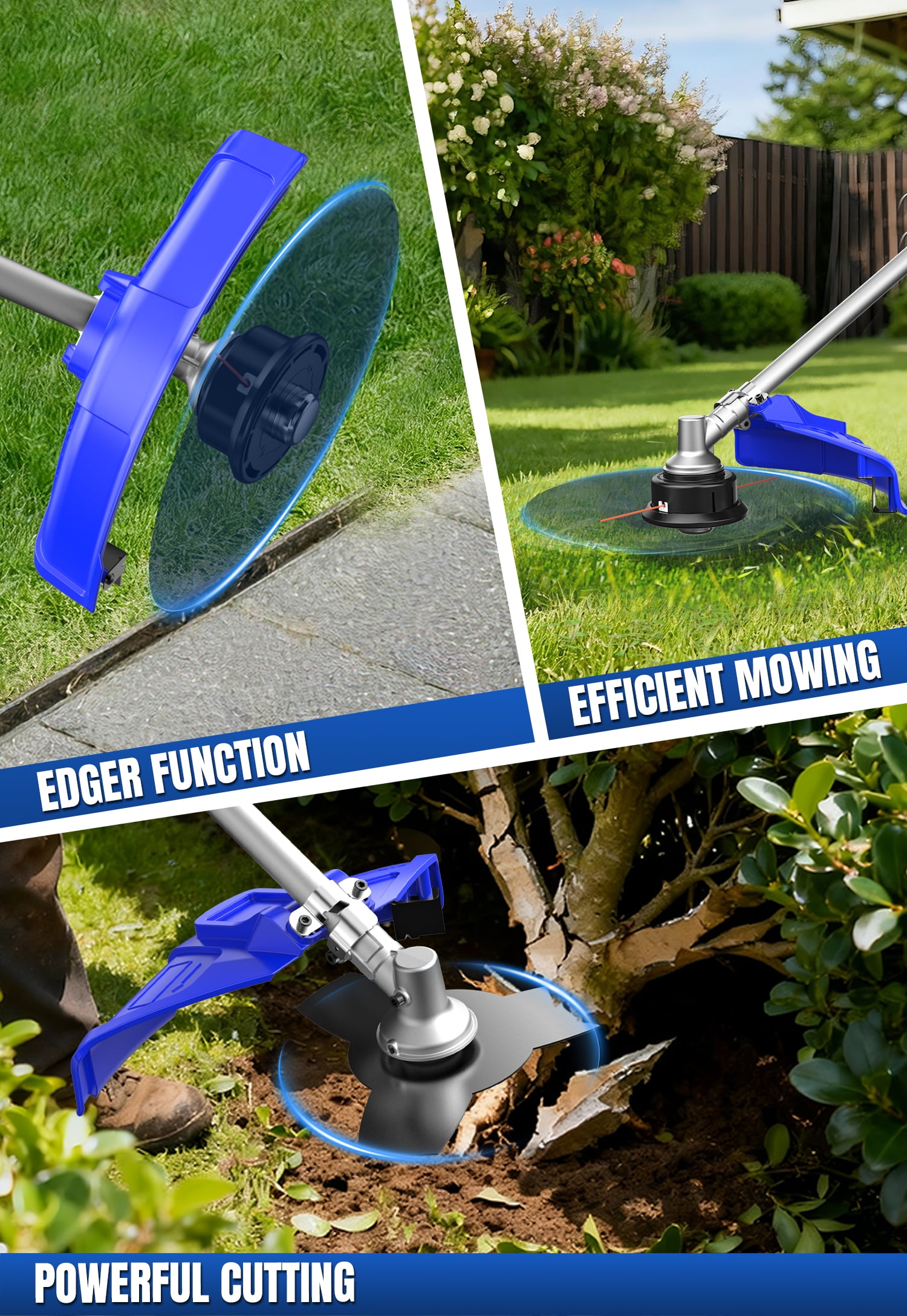 Wild Badger Power String Trimmer/Edger/Brush Cutter 52cc 18" Gas Weed Eater/Wacker 3 in 1