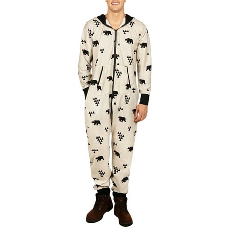 

LSFYSZD Women Men Couples Jumpsuit Pajamas Bear/Heart/Penguin/Crutch Print Hooded Long Sleeve Zipper-Up Long Romper Sleepwear