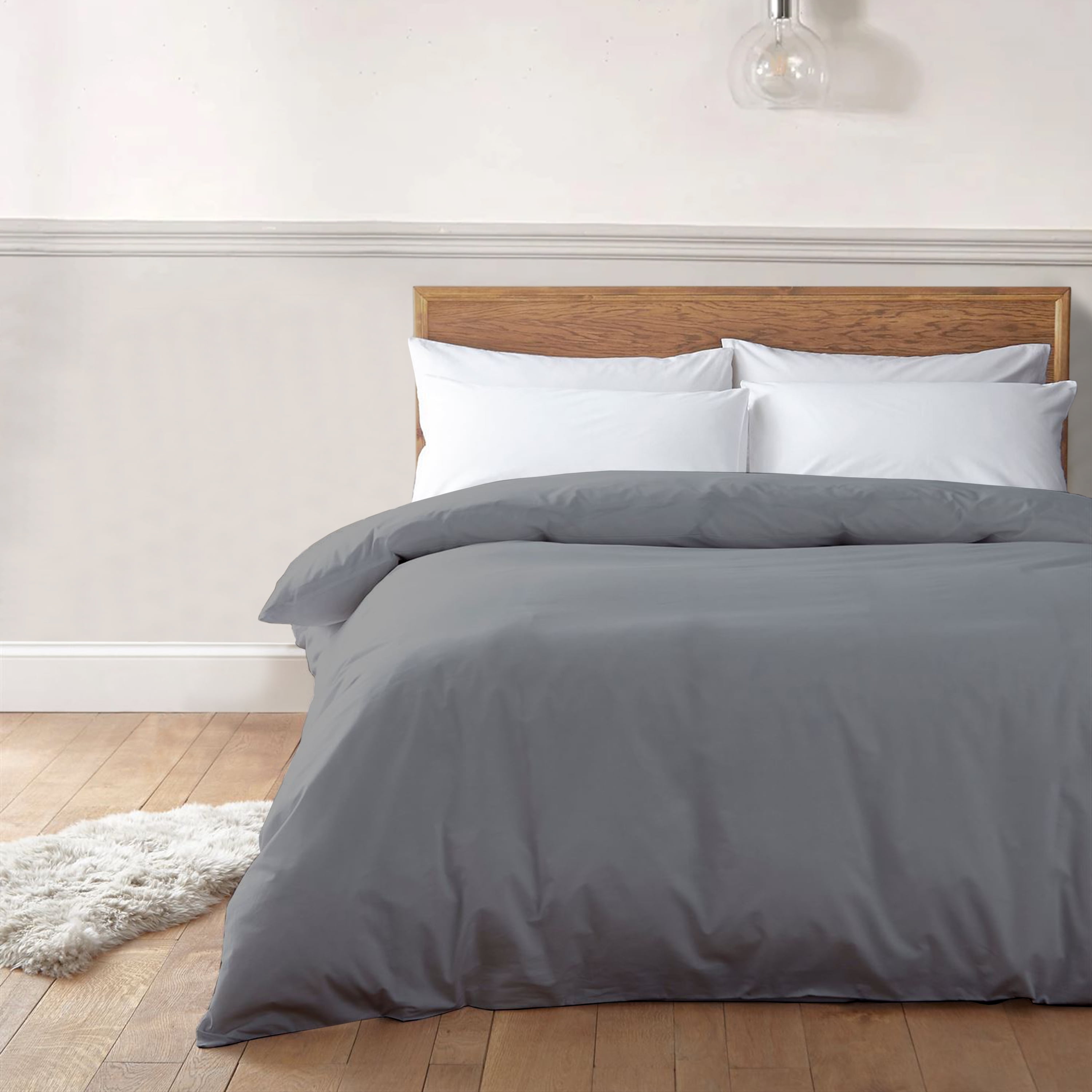 A1HC Organic Cotton Duvet Cover 300 Thread Count GOTS Certified, Soft & Silky Sateen Weave, King 92"x108" - Dark Gray