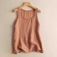 thumbnail image 1 of Roncen Débardeurs en Lin Naturel Sans Manches Basiques Été Décontractés Col Rond Blouse, 1 of 5