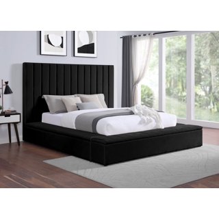 Black velvet platform deals bed