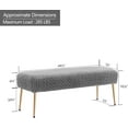 thumbnail image 2 of DUHOME Modern Quilt Velvet Ottoman , Upholstered Entryway  for livingroom Bedroom Benches for End of Bed with Gold Legs, Padded Soft Dining Kitchen  Vanity Benches,Grey, 2 of 7