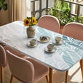 thumbnail image 3 of Ombre Brown Blue Table Cloths for 4 Foot Rectangle Tables, Summer Coastal Ocean Sea Beach Wave Patio Waterproof Elastic Fitted Tablecloths, Washable Rectangular Table Cover for Camping, 3 of 8