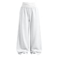 thumbnail image 3 of Falkdiz Loose Sweatpants for Girls Outdoor Wide Leg Pockets Open Bottom Relaxed fit Trendy Pantalones Solid Color Girls Pants , White , Size: 14-15 Years, 3 of 8