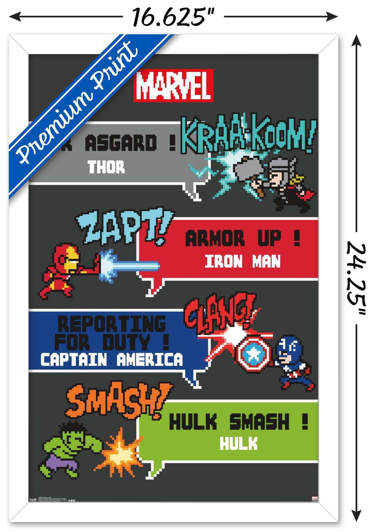 Marvel Comics - Avengers - 8 Bit Wall Poster, 14.725" x 22.375", Framed