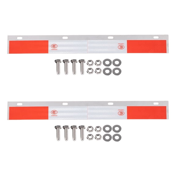 2 Pack 24" x 3" Heavy-Duty Universal Aluminum Mud Flap Hanger Plate for Semi Trucks & Trailers with 3M Reflective Tape – Red & White