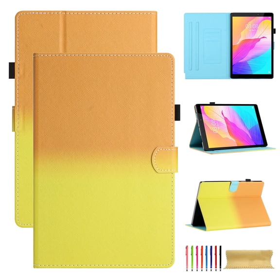 for Amazon Kindle 11th Generation 2022/Amazon Kindle 6" 2024, Gradient Color PU Leather Folio Stand Magnetic Wallet with Card Pockets [Auto Wake/Sleep] Soft TPU Shockproof Cover, Orange Yellow