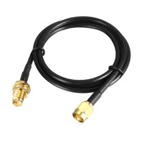 Uxcell RP-SMA Male to RP-SMA Female Antenna Extension Cable  RG174 Medium Length Plastic Black 1pcs 2 ft