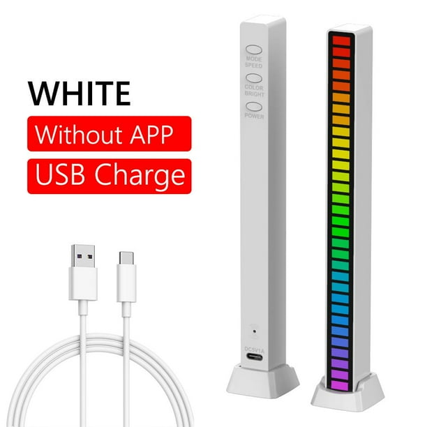 USB 5V Control de sonido Luz colorida RGB 32 LED Barra de lámpara de recogida (Blanco)
