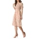 thumbnail image 4 of Vestido Midi Floral con Cuello Cuadrado y Mangas Cortas Abullonadas INSPIRE CHIC para Mujeres Primavera Verano Rosa L, 4 of 7