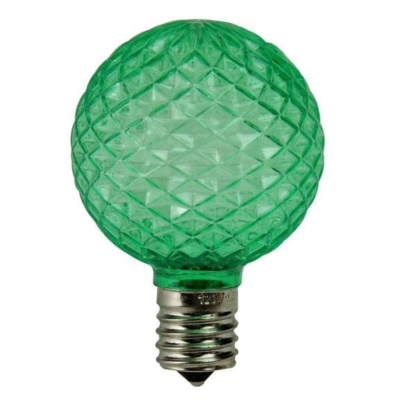 Pack of 25 Faceted G50 LED Green Christmas Replacement Bulbs