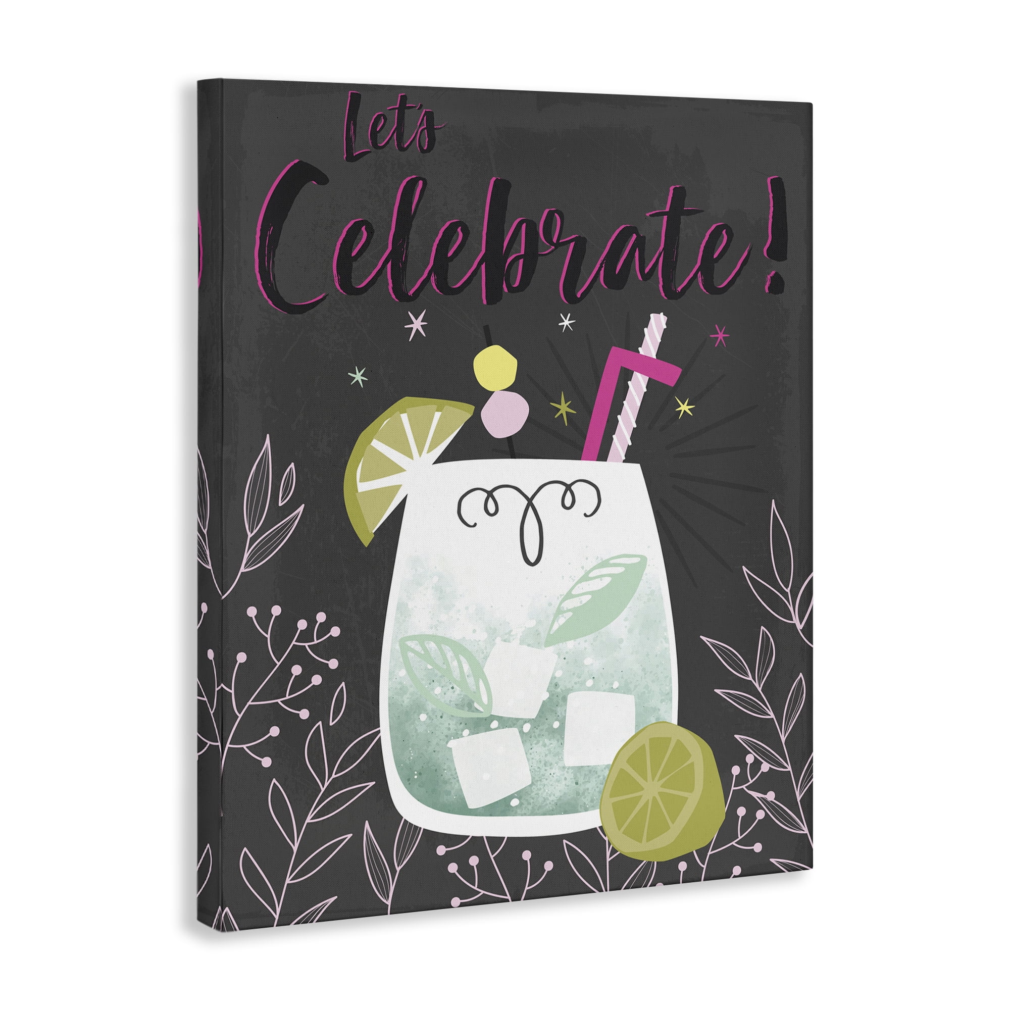Stupell Industries Let's Celebrate Cocktail Food & Beverage Painting Wrapped Canvas Art Print Wall Art, 30 x 40