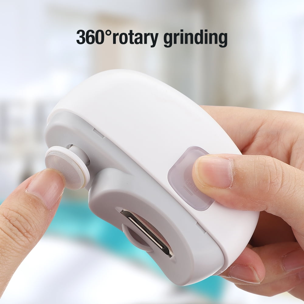 Electric Automatic Nail Clipper with Light & 2 Speeds,Fingernail Cutter and File 2 in 1 Design, Nail Scraps Storage,USB Rechargeable Safety Fingernail Trimmer for Baby, Kids, Seniors and Adult,White