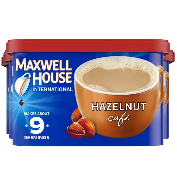 Maxwell House International Cafe Flavored Instant Coffee, Hazelnut, 9 oz Canister (Pack of 4)