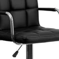 thumbnail image 3 of 2 Pk. Contemporary Black Quilted Vinyl Adjustable Height Barstool with Arms and Chrome Base, 3 of 9