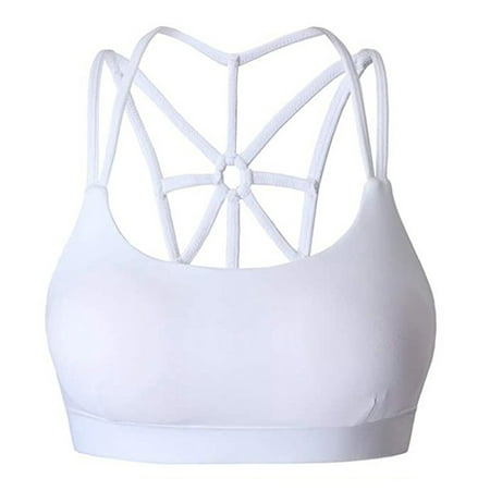 

Qcmgmg 2 Pack Lightly Mesh Wireless Bra for Women Sexy Strappy Bras Women s Backless Comfort Bralette