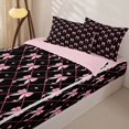 thumbnail image 3 of Manfei Pink Bowknot Zipper Twin Comforter Sets with Fitted Sheet and 2 Pillowcases For Girl,Cute Loves Pattern Kids Zipper Bedding Set,Pink Reversible,4 Pieces, 3 of 7