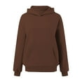 thumbnail image 6 of Puliio Womens Hoodies Casual Solid Color Basic Pullover Sweatshirt With Pocket Soft Comfy Long Sleeve Hooded Everyday Wear All Season Jacket Capped Tops, 6 of 6