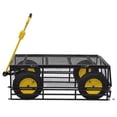 thumbnail image 4 of Push Pull Outdoor Garden Cart, Tool Wagon Cart with Steering Range Handle and 4 Wheels, Metal Utility Wagon Truck with Removable Mesh Fence for Grocery Camping Shopping Sports, 4 of 8