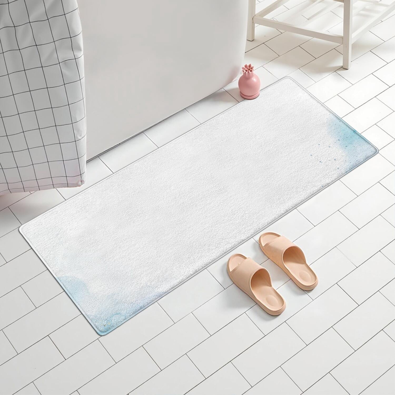 24x60 Inch Ultra Soft Faux Bath Mat Non Slip Absorbent Microfiber Bathroom Rug, Liquid & Marble Print