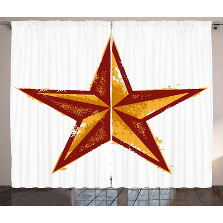 Primitive Country Curtains 2 Panels Set Grunge Western Star Retro